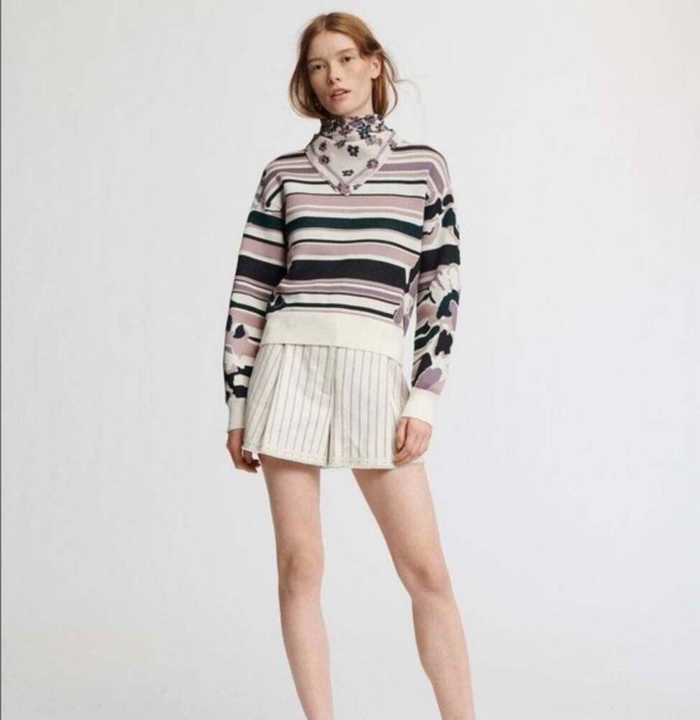Rag & Bone Nellis Printed Pullover Sweater Mauve … - image 1
